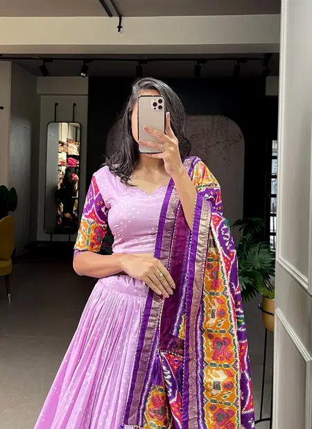 Lavender Colour Tasar Silk With Patola Print Lehenga With Blouse And Dupatta LNB1684 